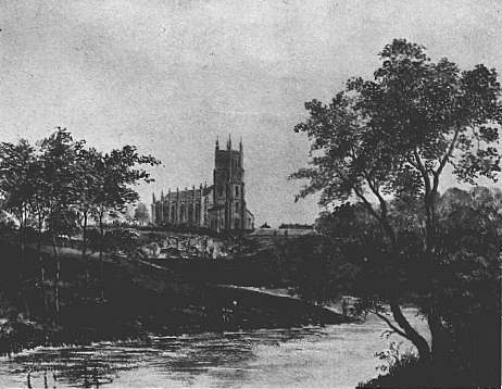 Old photo Christ Church on the banks of the River Don in Attercliffe